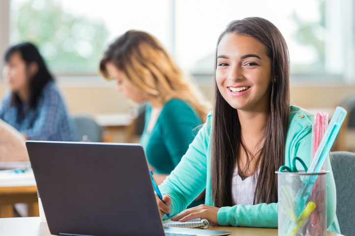 Student using Laptop for transcription